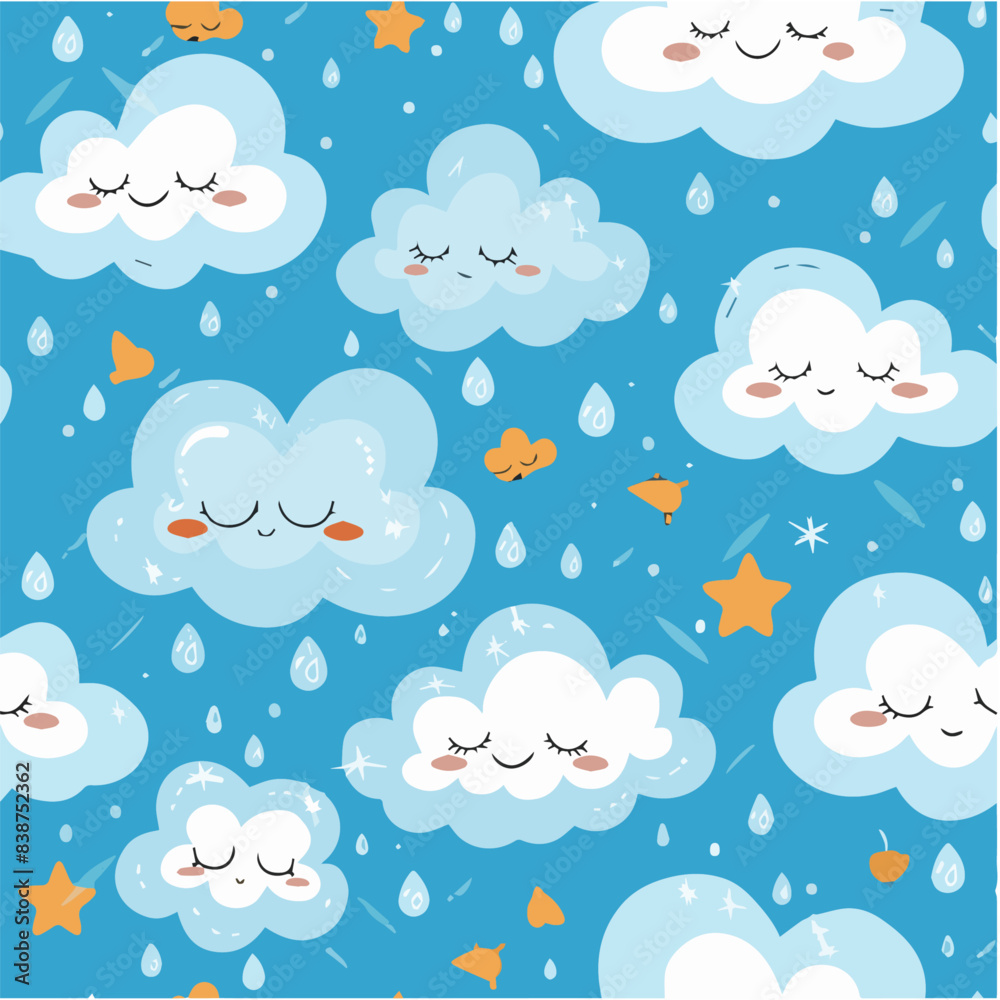 illustration of Sleepy Clouds seamless pattern ,calming pattern with fluffy clouds illustration of Sleepy Clouds seamless pattern ,calming pattern with fluffy clouds