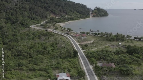 Establish aerial view of the beauty of Manjuto beach tourism in the pesisir selatan district, West Sumatra. d-log raw stock video photo