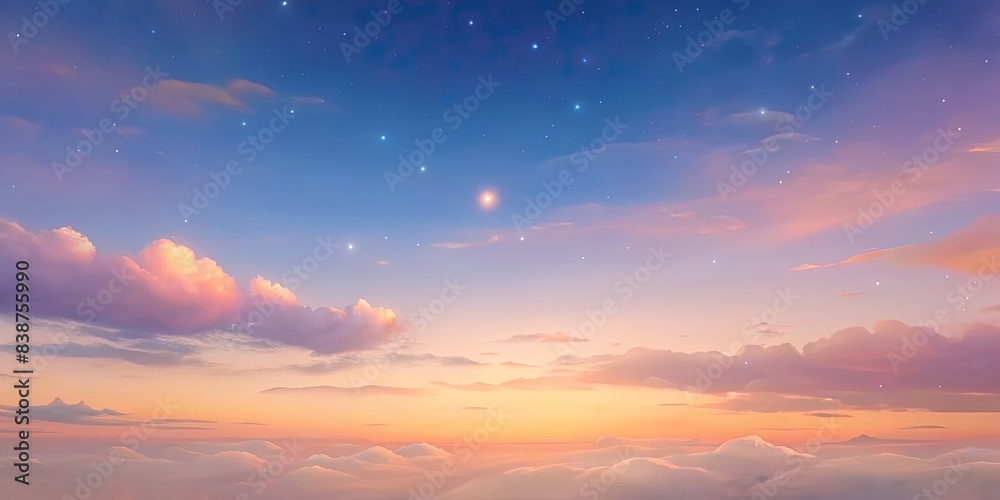 Tranquil sky with soft hues of peach fuzz color in the background, serene, peaceful, beautiful, sky, nature, pastel, clouds, background, tranquil, ethereal, dreamy, calming, serene, peaceful