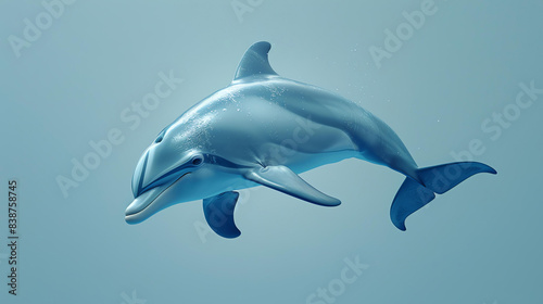             A bottlenose dolphin gracefully glides through the deep blue ocean waters  captivating all with its beauty and agility.