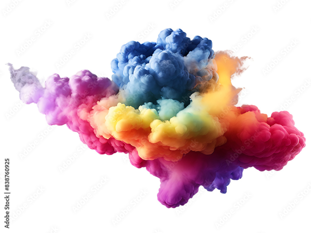 Obraz premium Multicolored smoke isolated on a white background.