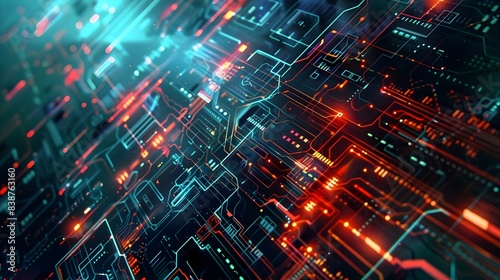 Wallpaper Mural Abstract futuristic electronic circuit illustration Torontodigital.ca