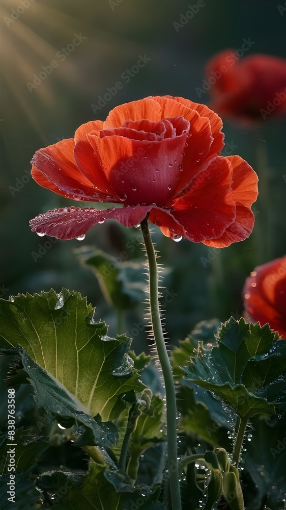 Fototapeta premium red rose with water droplets Generative Ai 