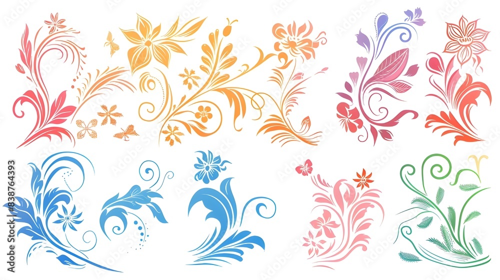 set of floral elements set of floral elements