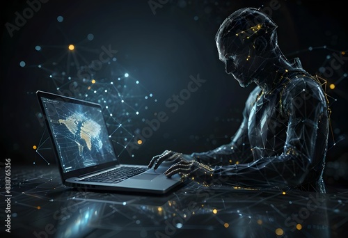Future background of data biz using hacker images on dark nights.