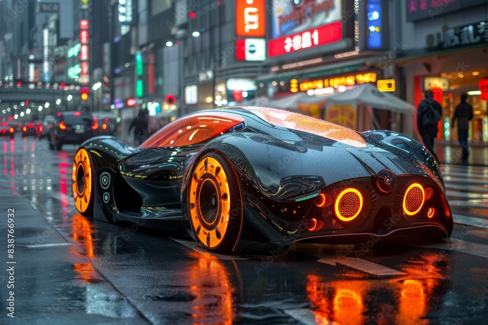 Urban transport innovation: futuristic car Urban transport innovation: futuristic car