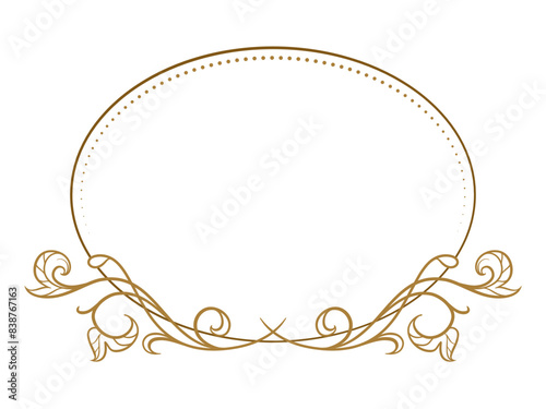 Vector horizontal oval frame with floral decoration