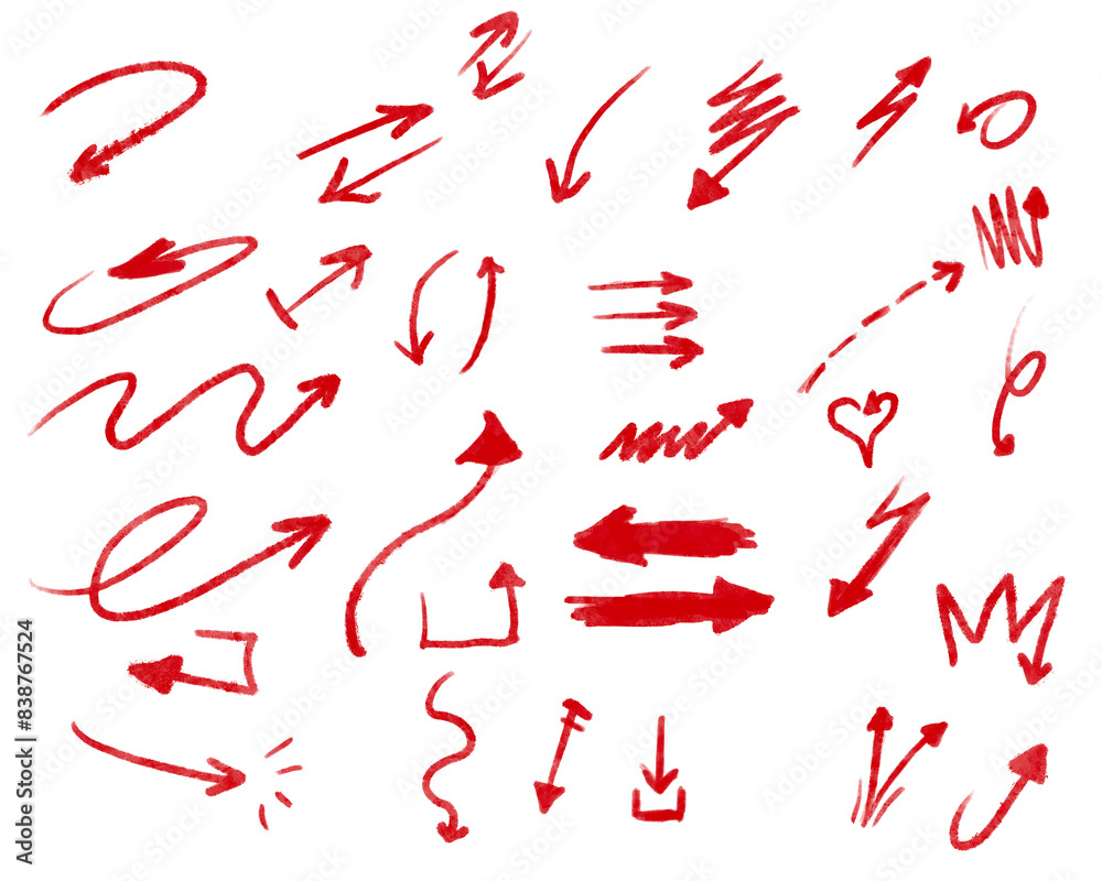 Hand-drawn sketch arrows in red marker, adding a dynamic and playful touch to your designs. Hand-drawn sketch arrows in red marker, adding a dynamic and playful touch to your designs.