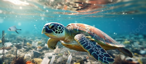 deep sea views of coral reefs and turtles