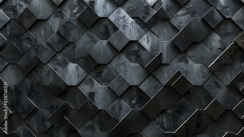 Fototapeta Naklejka Na Ścianę i Meble -  Black 3D wall background with semigloss tiles