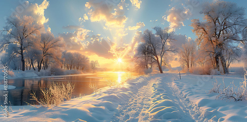 sunrise over the river