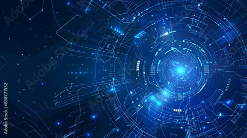 Blue futuristic brochures, flyers, and placards