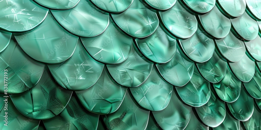 Obraz premium Close-up of green fish scales
