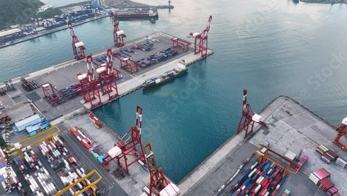 Aerial view of  Keelung, port Taiwan.transportation concept	
