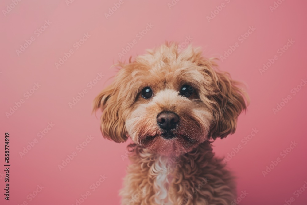 A focused and isolated shot of a dog against a solid-colored backdrop, perfect for design projects