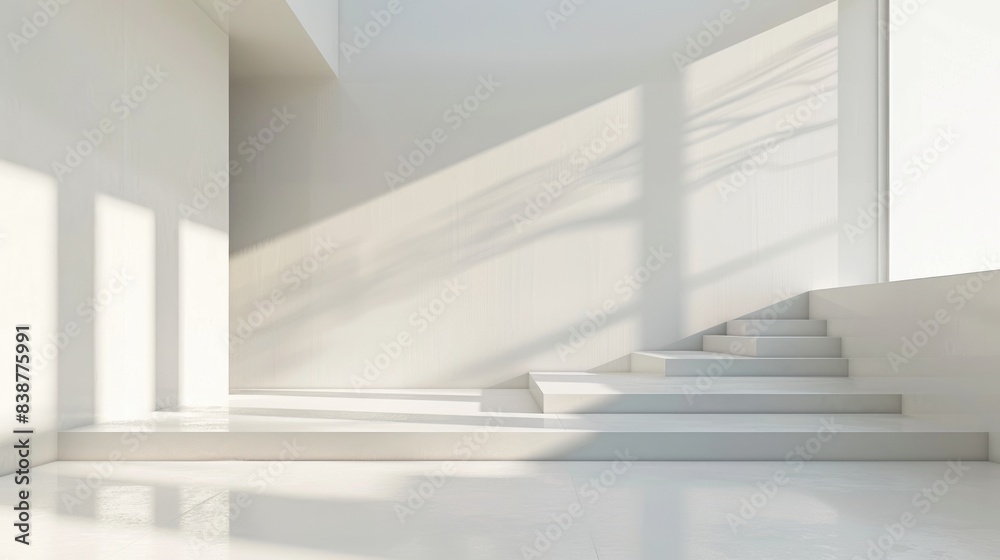 Fototapeta premium Clean white space with a large empty area and a smooth background.