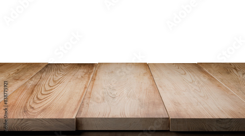 Wooden table top with transparent background.