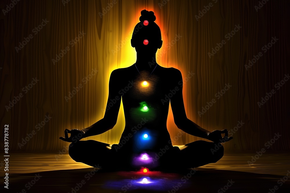 Meditation Concept with Chakra Aura Generative AI Meditation Concept with Chakra Aura Generative AI