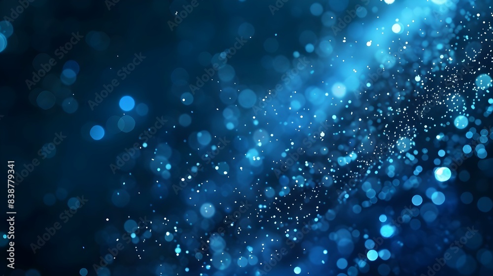 Dark blue abstract background with glowing particles