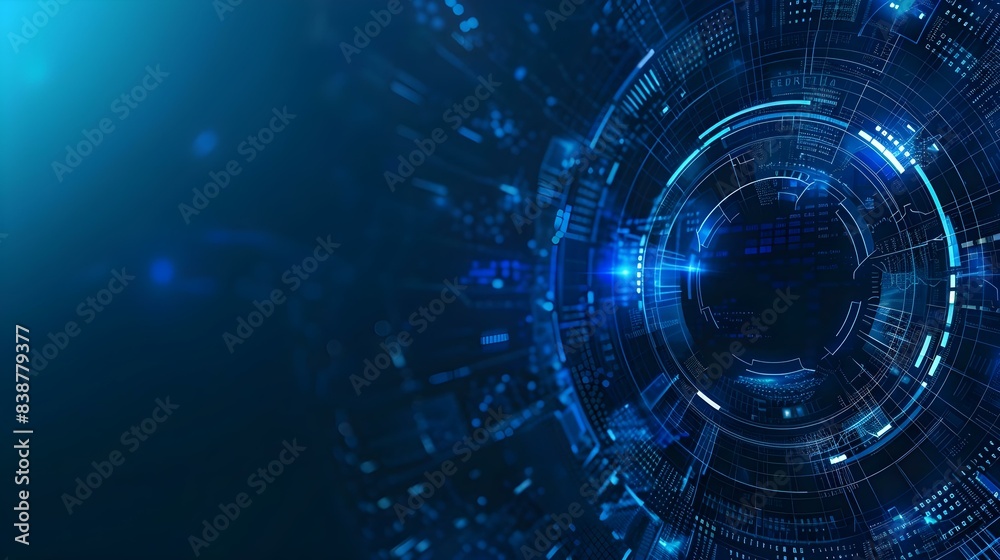 Fototapeta premium Blue technology background with abstract digital tech elements