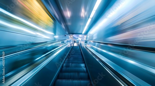 Blurred background of metro escalator