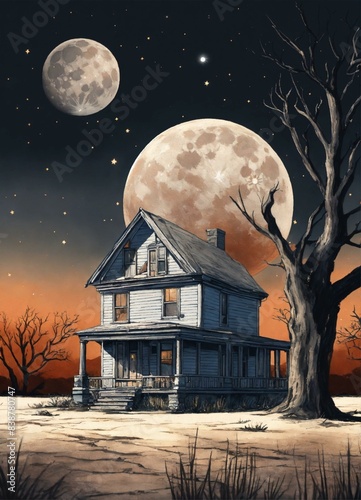 moon and house