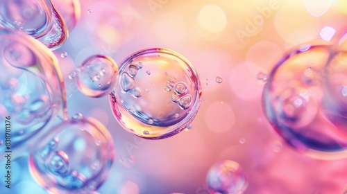 Colorful abstract soap bubbles floating against a vibrant pastel background. Bright, dreamy, and playful composition perfect for creative projects. © Flowaiart