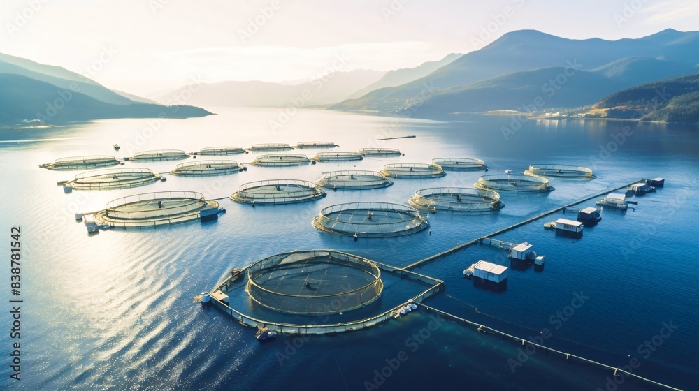 魚の養殖場、海のいけすの風景 Stock Photo | Adobe Stock