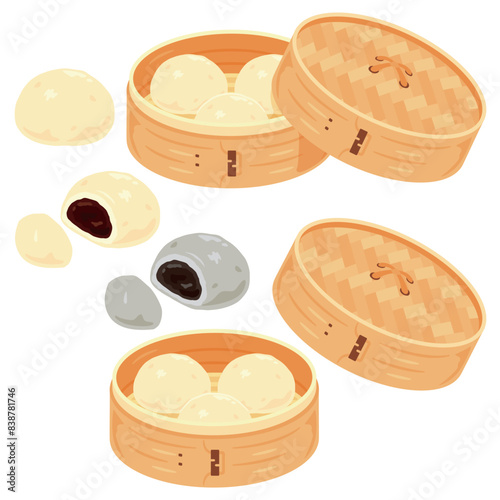 セイロに盛られたあんまんセット