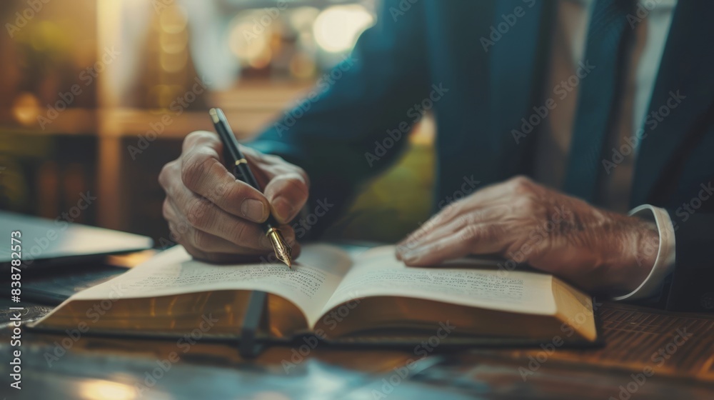 Businessman Writing Notes On A Book Businessman Writing Notes On A Book