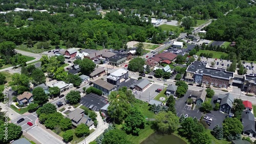 Powell, Ohio, aerial drone footage of the downtown and surrounding areas photo