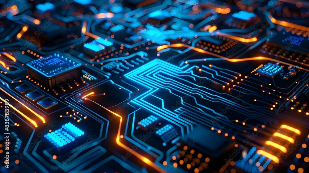 Abstract futuristic circuit board technology processing Abstract futuristic circuit board technology processing