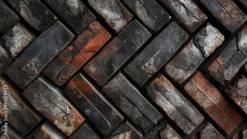 Dark color bricks herringbone style abstract pattern background 