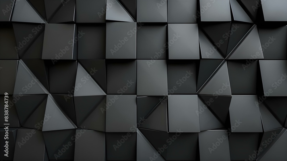 Fototapeta premium Black 3D wall background with semigloss tiles