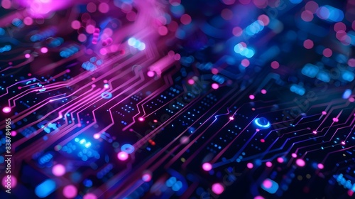 Blue and Purple technology background with circuit design
