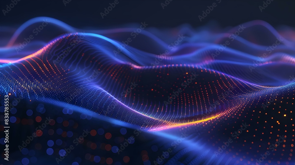 Abstract technology background with particles and lines mesh