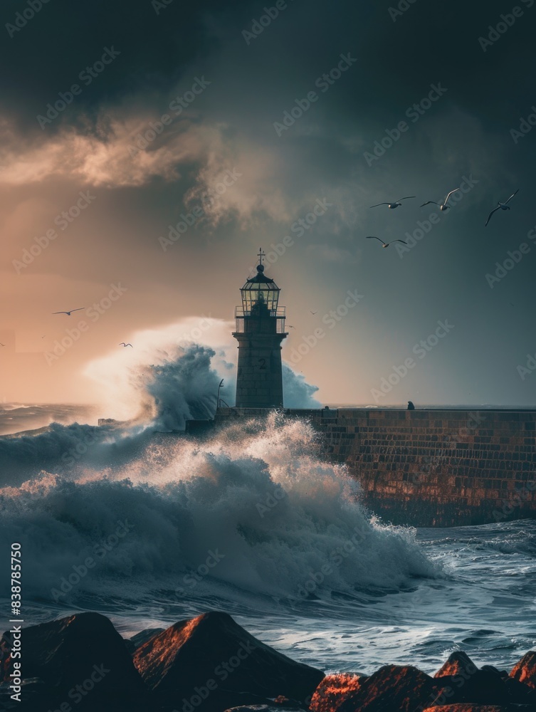 Fototapeta premium Lighthouse in Stormy Weather
