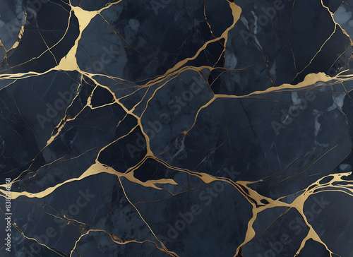 Obraz na płótnie Dark blue marble with gold veins w salonie