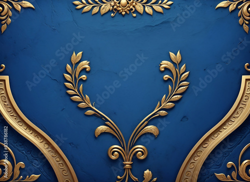 Obraz na płótnie Blue background with golden inserts w salonie