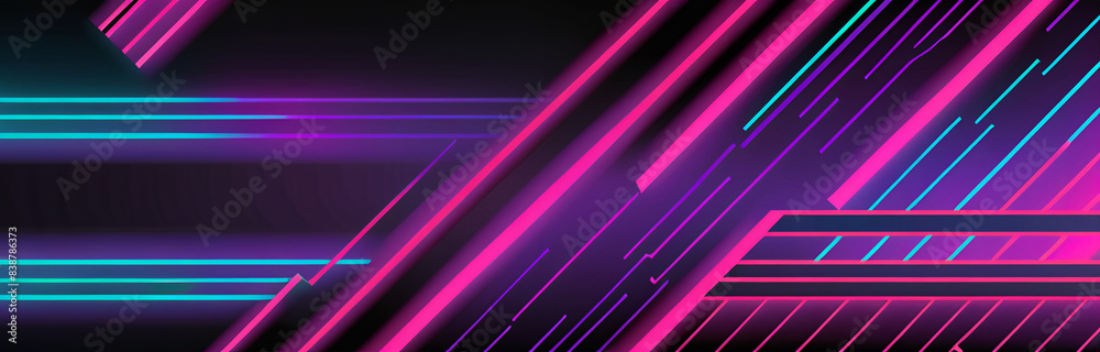 Synthwave web banner with pink lines