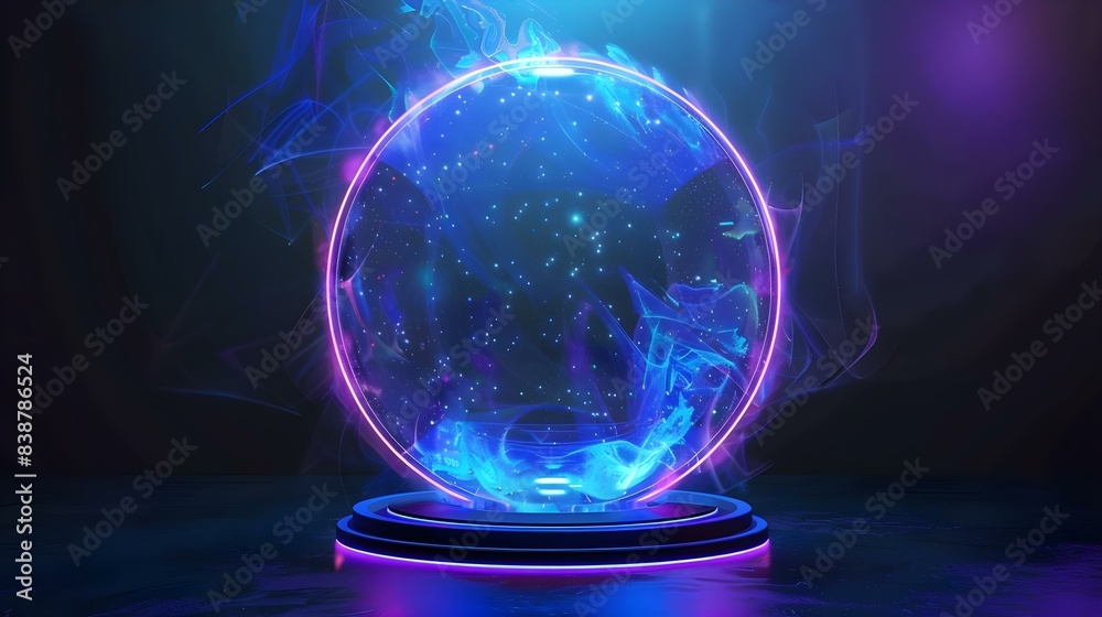 Blue hologram magic fantasy portal