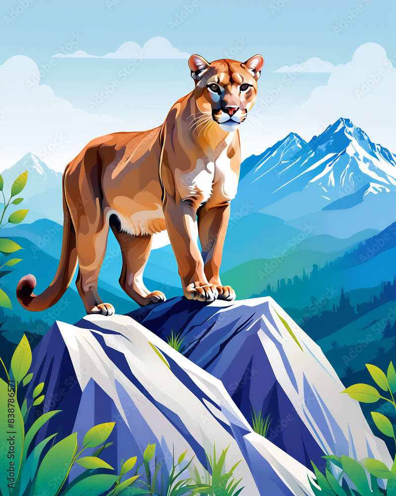 Mountain lion, cartoon illustration