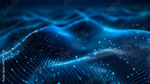 3D Abstract Dark Blue Background with Dots Pattern