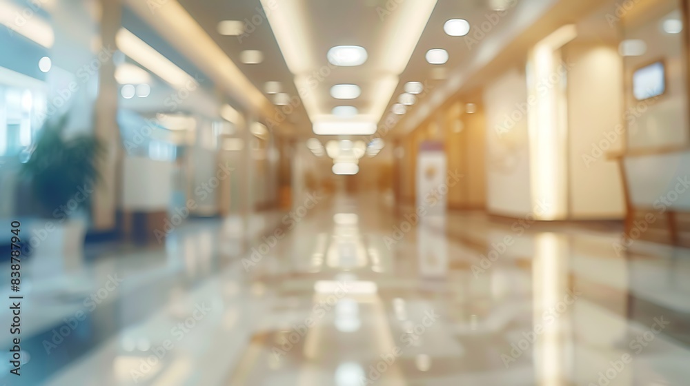 Abstract blur luxury hospital corridor abstract medical background