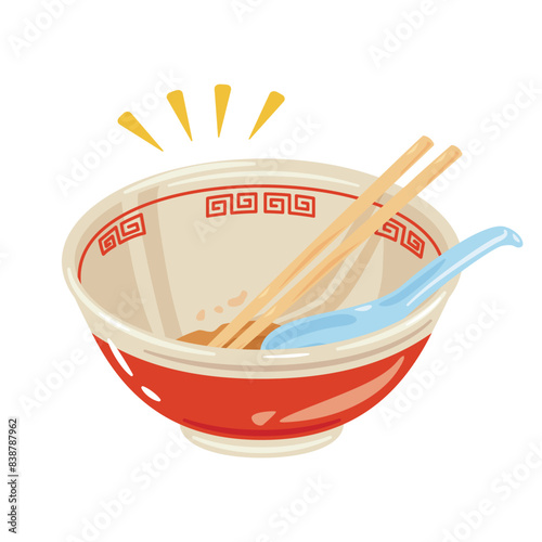 完食した空っぽのラーメンどんぶり