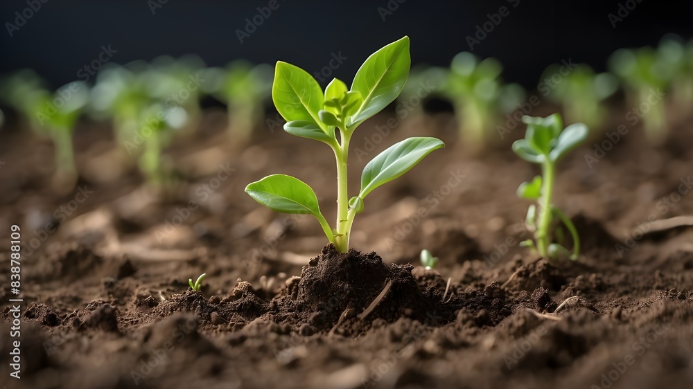 A poignant moment captured in a photograph, as a young green sprout bravely pushes through the soil, symbolizing resilience, determination, and the potential for growth. A poignant moment captured in a photograph, as a young green sprout bravely pushes through the soil, symbolizing resilience, determination, and the potential for growth.