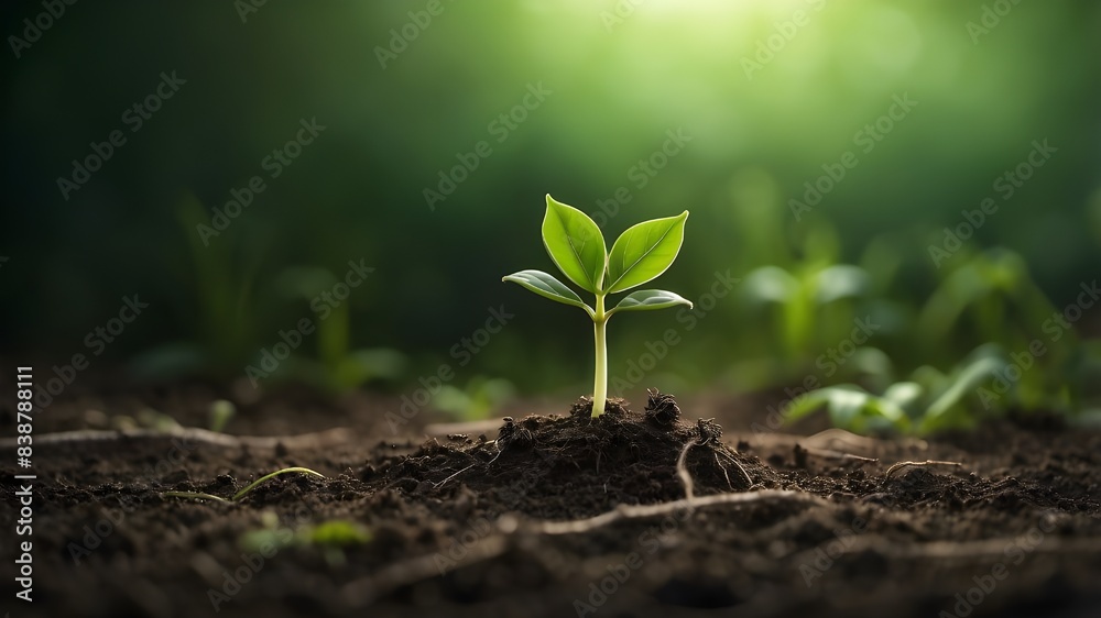 An evocative portrayal of a tiny green sprout peeking out from the ground, embodying the essence of hope, perseverance, and the innate urge to thrive. An evocative portrayal of a tiny green sprout peeking out from the ground, embodying the essence of hope, perseverance, and the innate urge to thrive.