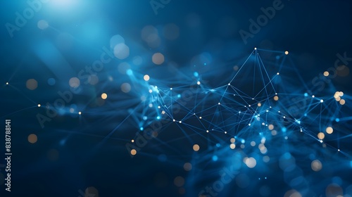 Abstract connected dots and lines on blue background