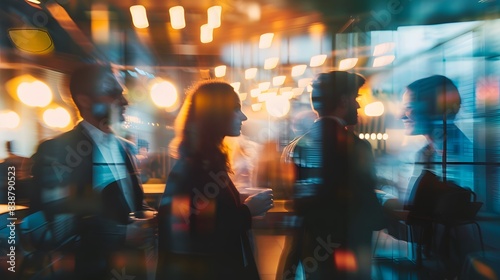 Blurred shot of business people at party in office