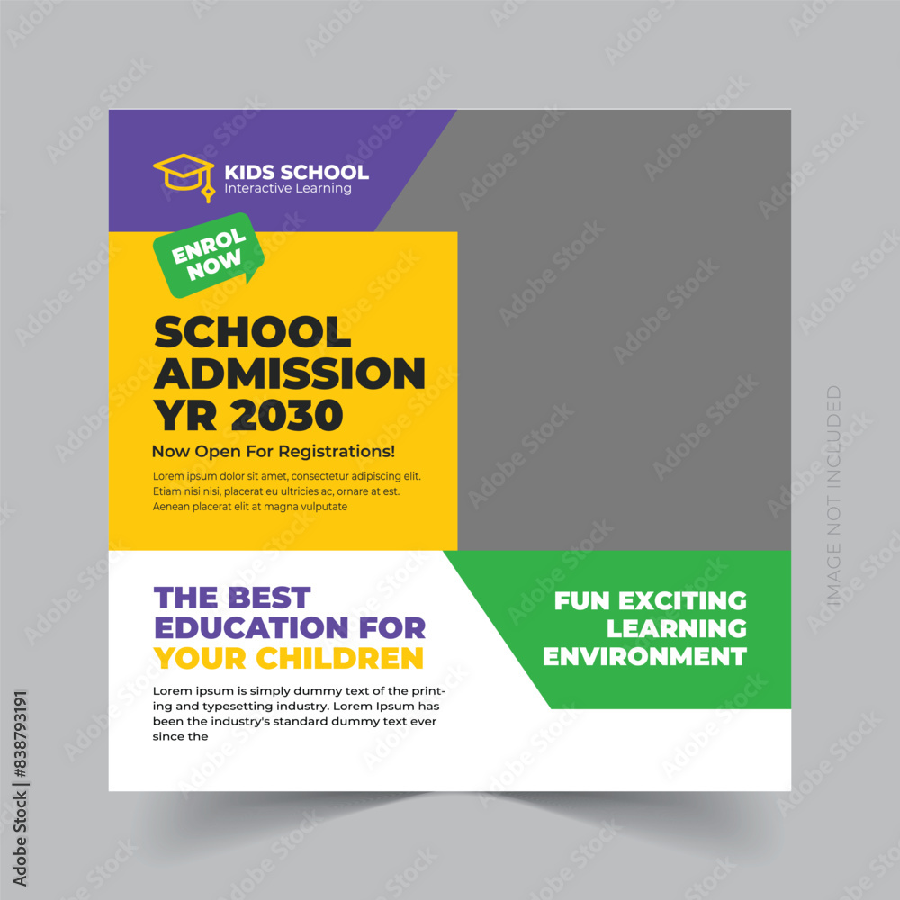 school education admission social media post and web banner, Back to School admission post or Instagram post, flyer Design.